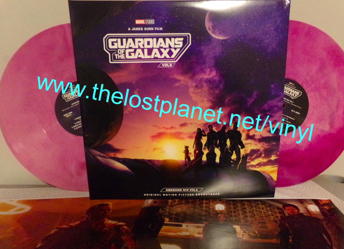 Guardians of the Galaxy 3 on galaxy swirl vinyl
